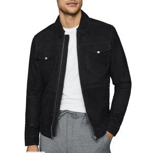 SOLD - Reiss Men's Suede Trucker Jacket size M